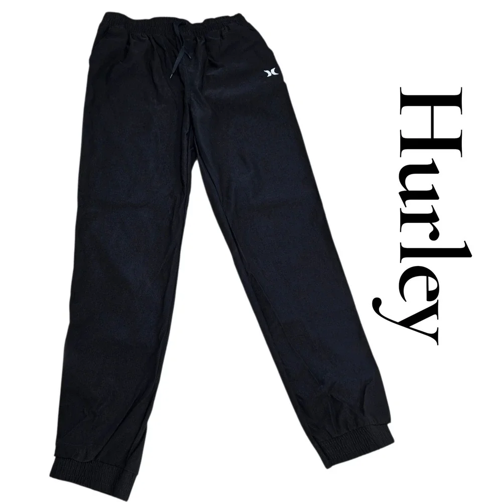 Hurley Jogger Pants Boys XL 14/16 Black Nylon Stretch Active Surf Skate Classic